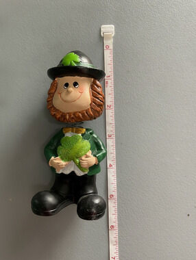 Small Leprechaun Figurine Holding Shamrock Decoration